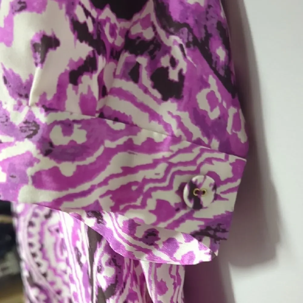 NWT Banana Republic Pink and Purple Smocked Puff Sleeve Blouse